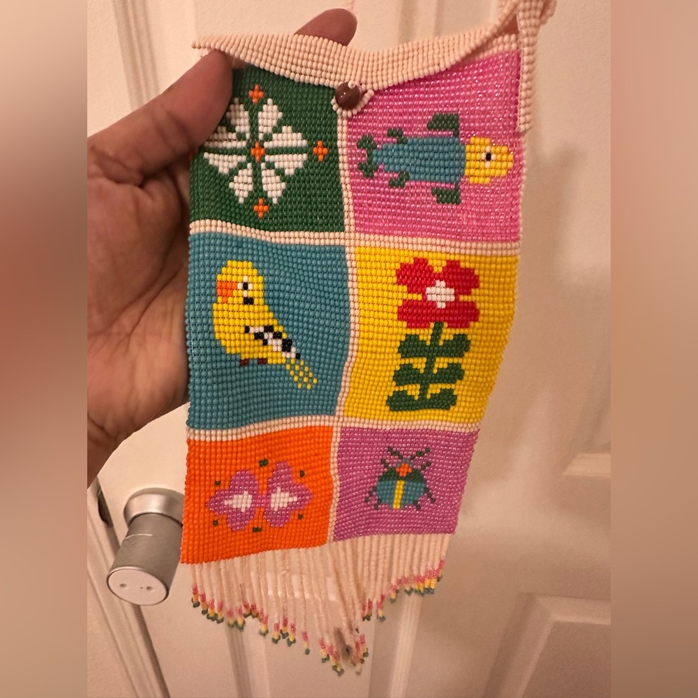 Handmade Beaded Multicolor Crossbody Bag with Fringe - Picture 2 of 4